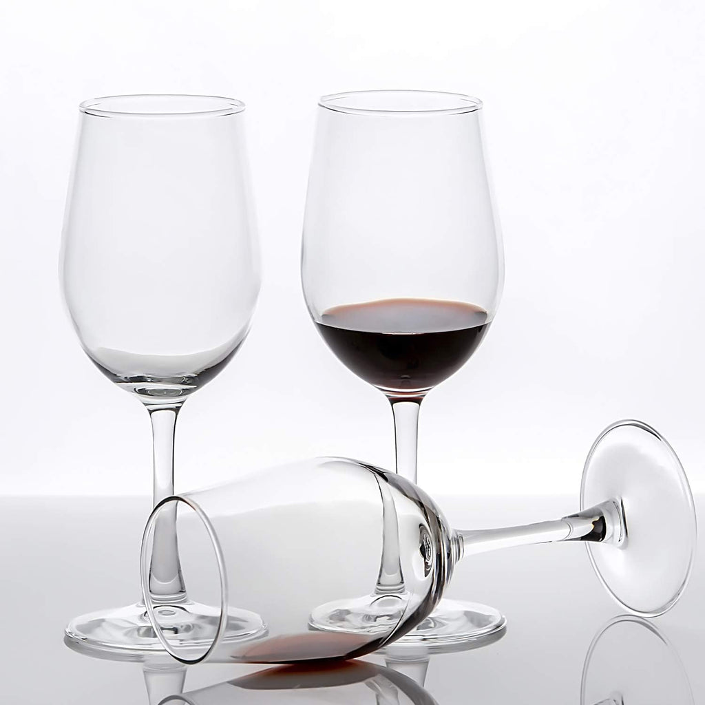 12 Ounce - Set of 12, Classic Durable Red/White Wine Glasses