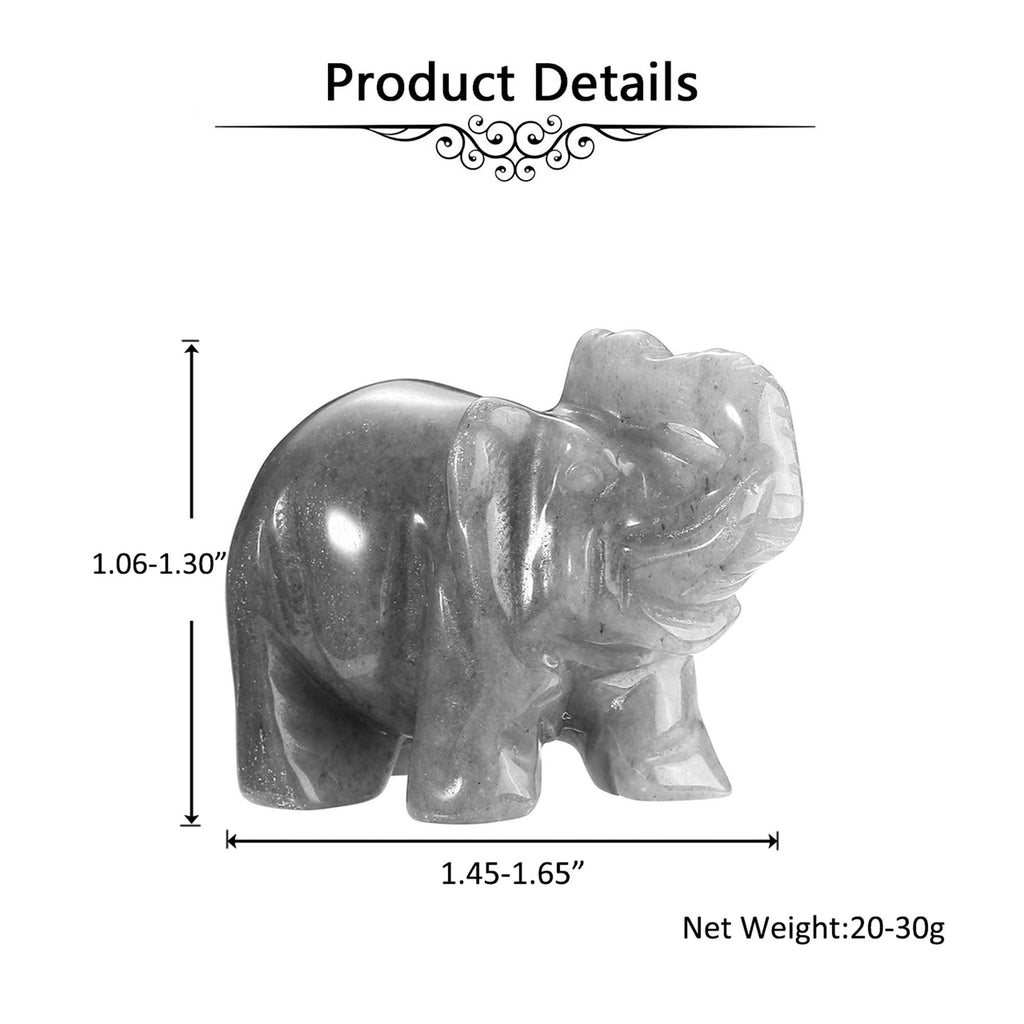 2pcs Opalite Crystal Elephant Decor Carved Gemstones Figurine 1.5''