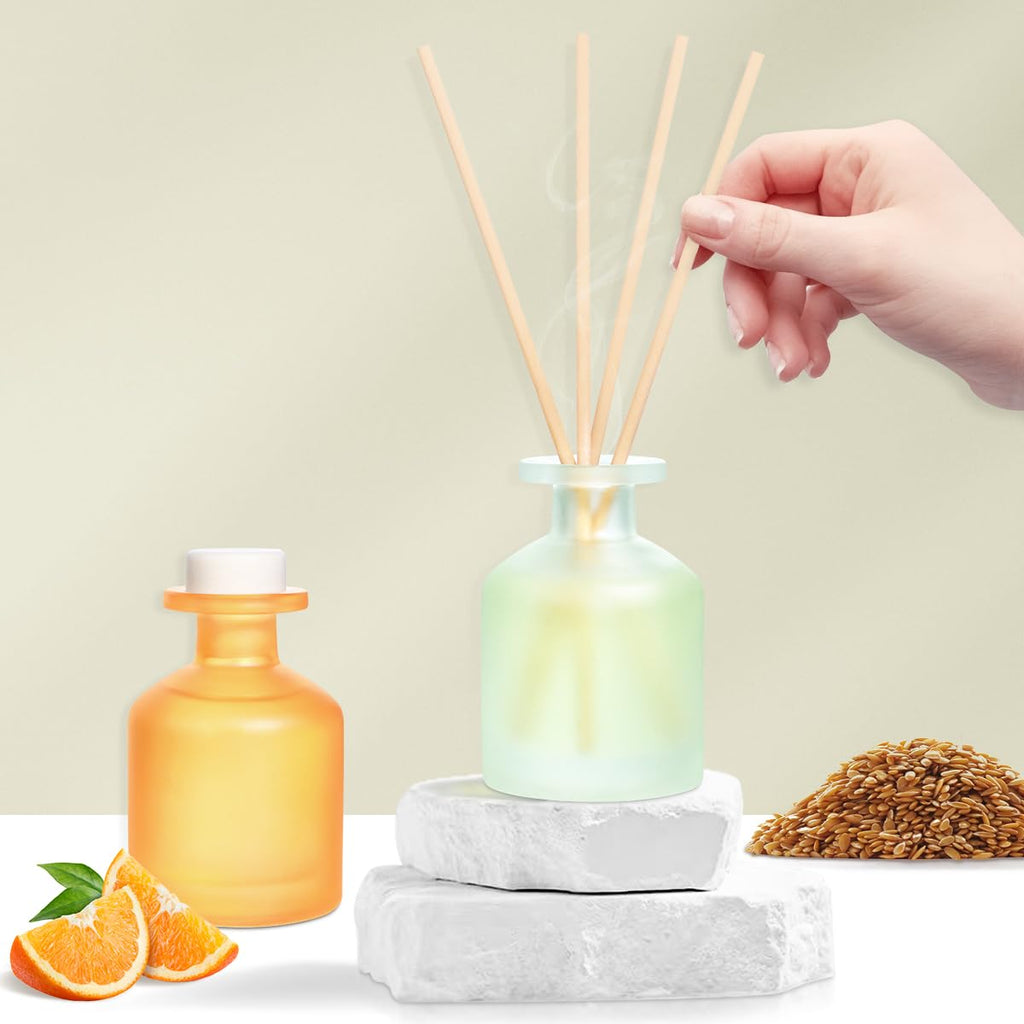 Reed Diffuser - Citrus&Linen 3.38oz (100ml) 2 Pack Essential Oil Reed Diffuser Set with 8 Sticks, Long Lasting