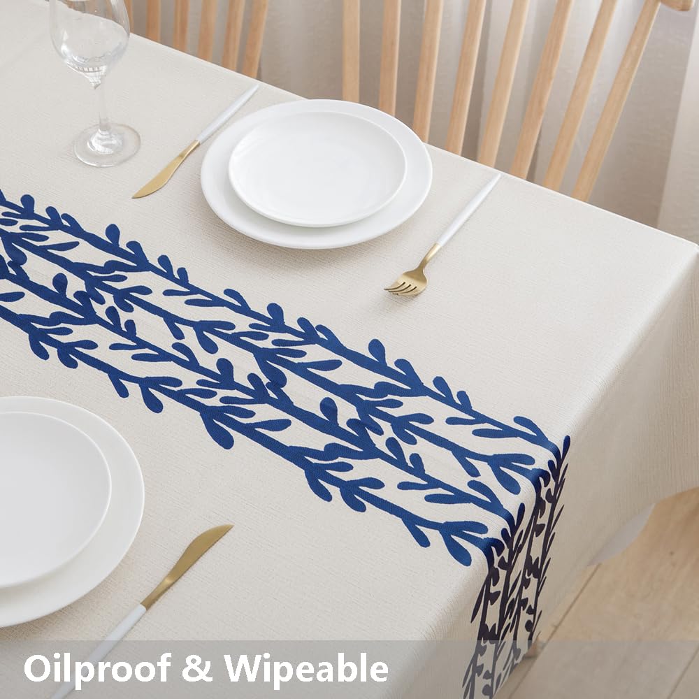 Heavy Duty Vinyl Tablecloths Plastic Table Cloths Dining Table Wipeable PVC Tablecloth for Rectangle Tables