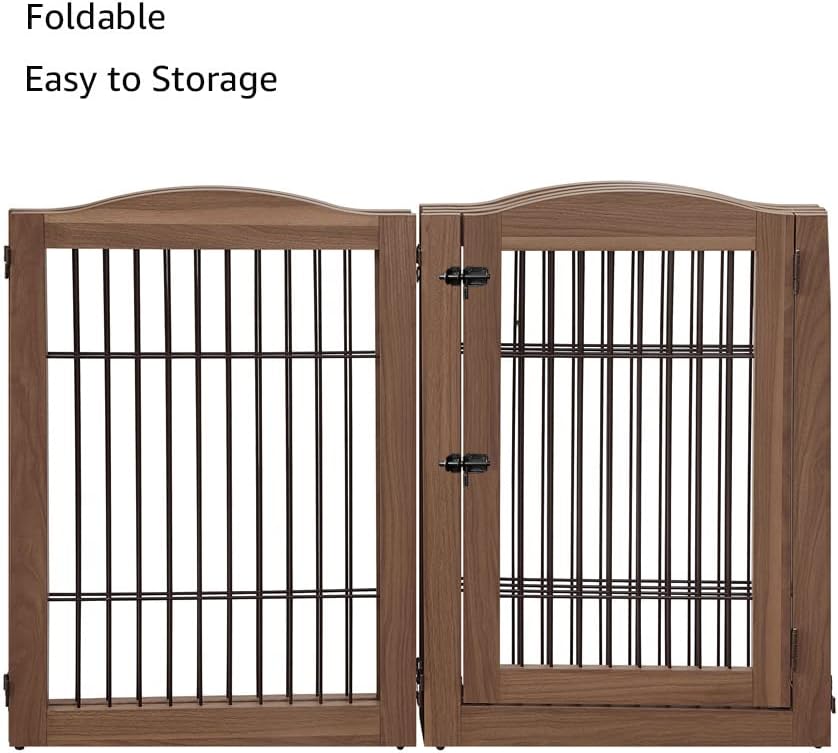 132" Extra Wide Dog Gate and Pet Playpen with Walk Through Door