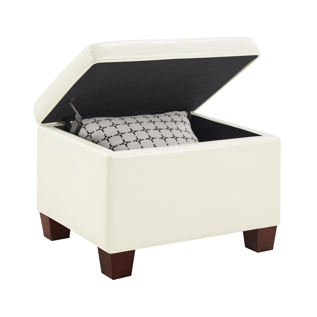 Madison Storage Ottoman 21.75" - Modern Upholstered Footstool & Seat with Hinged Lid for Transitional Living Room
