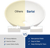 Sarlai Vessel Sink Round - 16"x16" Modern Round Bowl Above Counter White Porcelain Ceramic Bathroom Vessel Vanity Sink