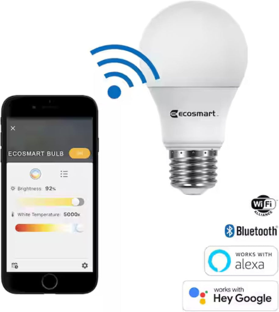 Smart LED Bulb 60W A19, Wi-Fi Dimmable with Adjustable Brightness and Temperature, Compatible with Alexa, Google