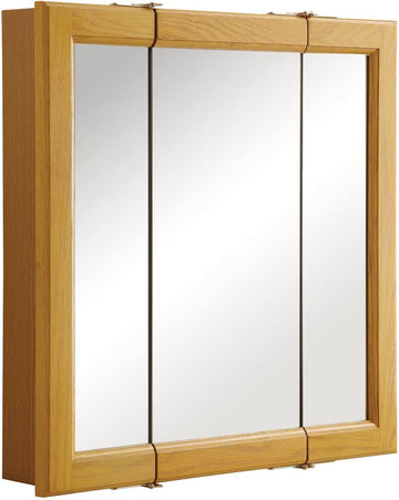 Claremont Tri-View Medicine Cabinet, 24", Honey Oak | Wall Mount, Transitional, Wood, Bath, 545277-HOK
