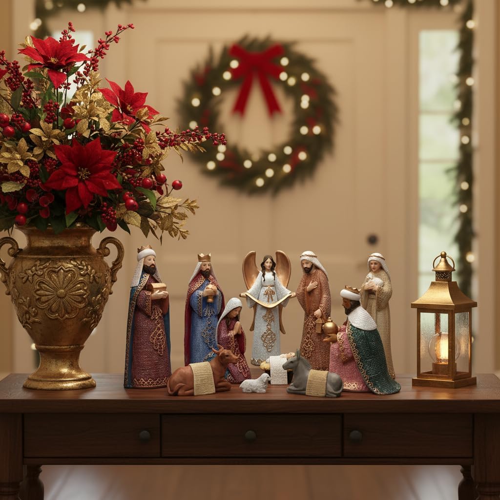 Nativity Scene Set, Traditional Christmas Figurines, Set of 11