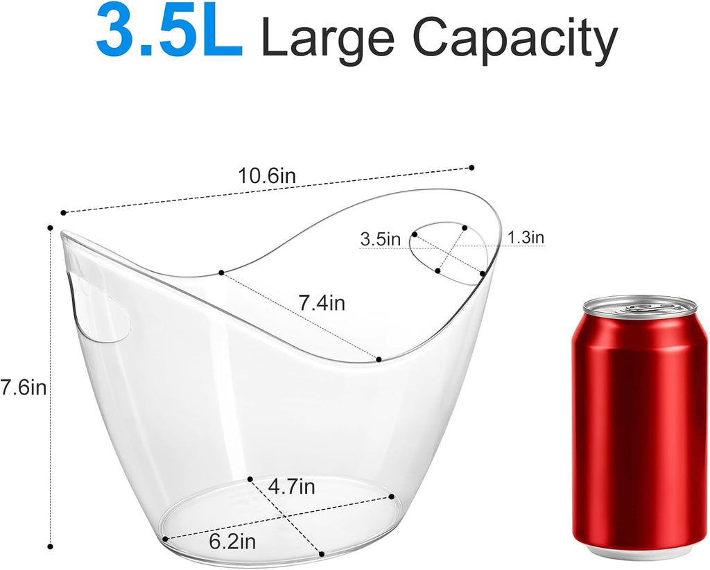 3.5L Ice Bucket for Parties, Portable Drink Bucket for Cocktail Bar, Plastic Champagne Cooler
