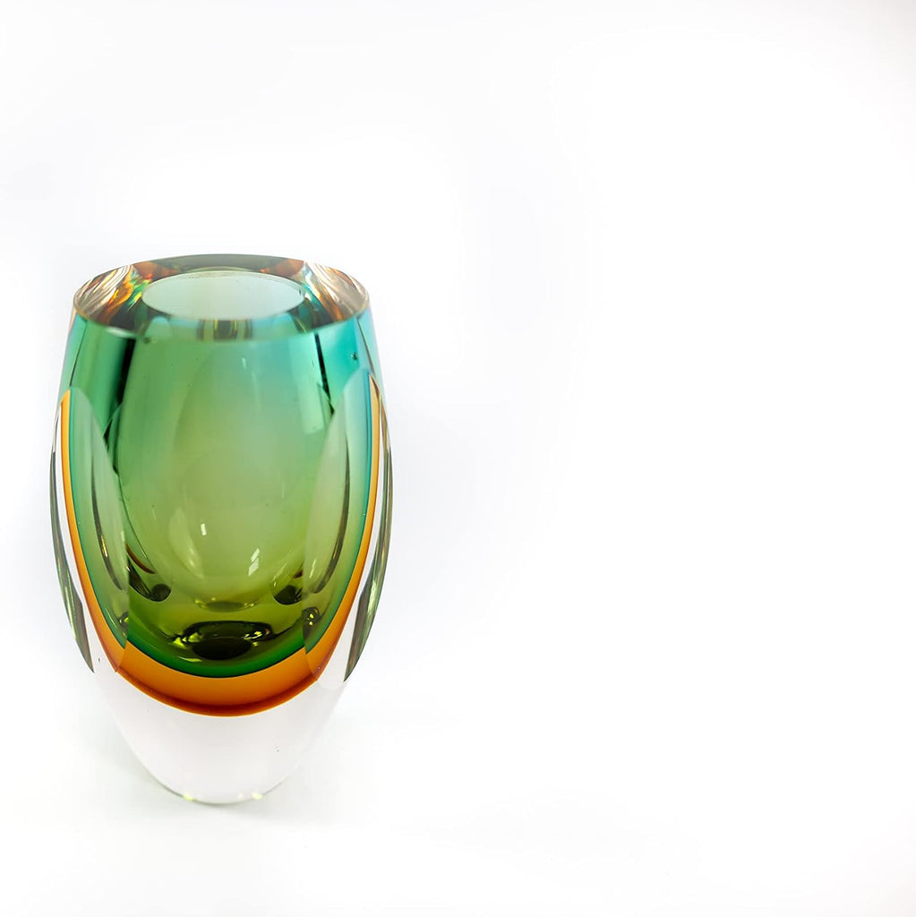 Rimini Murano-Style Art Glass Flower Vase Centerpiece, 6 Inch