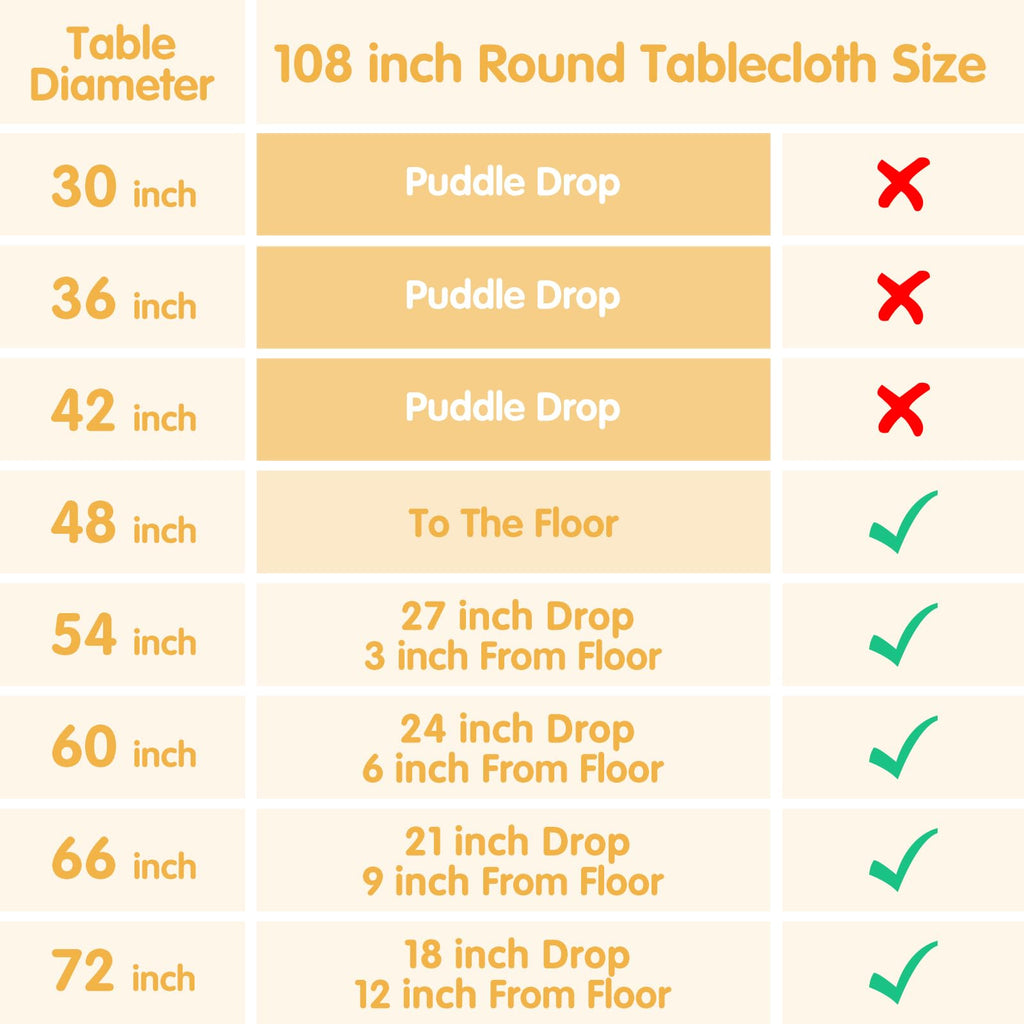 6 Pack White Round Tablecloths 108 Inch for 48" Tables