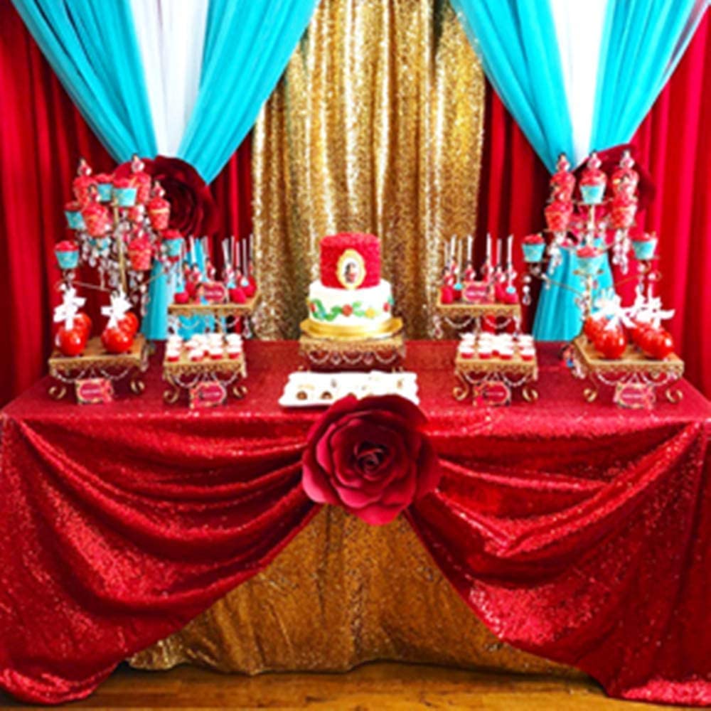 Rectangle Sequin Tablecloth Christmas Red Table Cloth 60x102inch