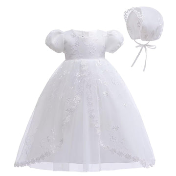 Baby Girl Christening Baptism Dress Long Blessing Gowns White Wedding Dresses (, White 4)