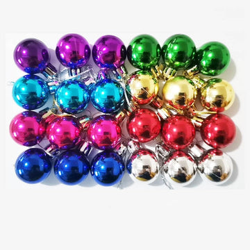 1.2 Inches Colored Christmas Balls 24 Pack Living Room Garden Ornaments Mini Glitter Ball Door Wall Xmas - Set of 24