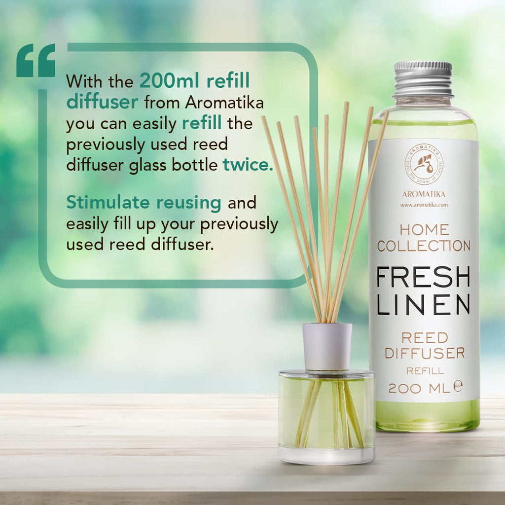 Reed Diffuser Refill Fresh Linen 6.8 Fl Oz (200ml) - Room Diffuser Refill - Home Fragrance - Scented Diffuser - Fresh