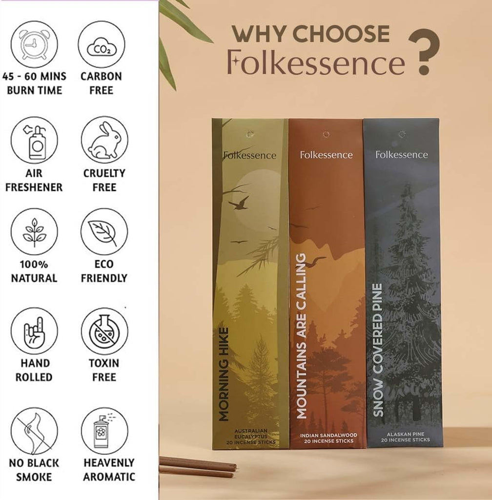 Premium Incense Sticks Sandalwood, Palo Santo-120 - Set of 6