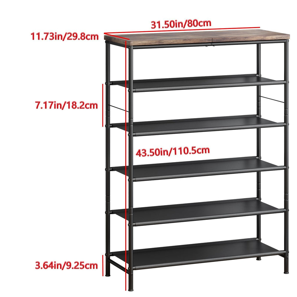 6 Tier Shoe Rack Storage Organizer Shelf Top with MDF Board