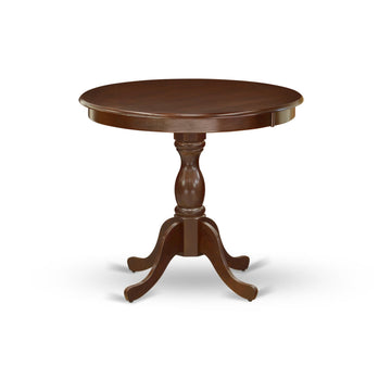 West Furniture AMT-MAH-TP Antique Dining Room Table - a Round Kitchen Table Top with Pedestal Base, 36x36 Inch