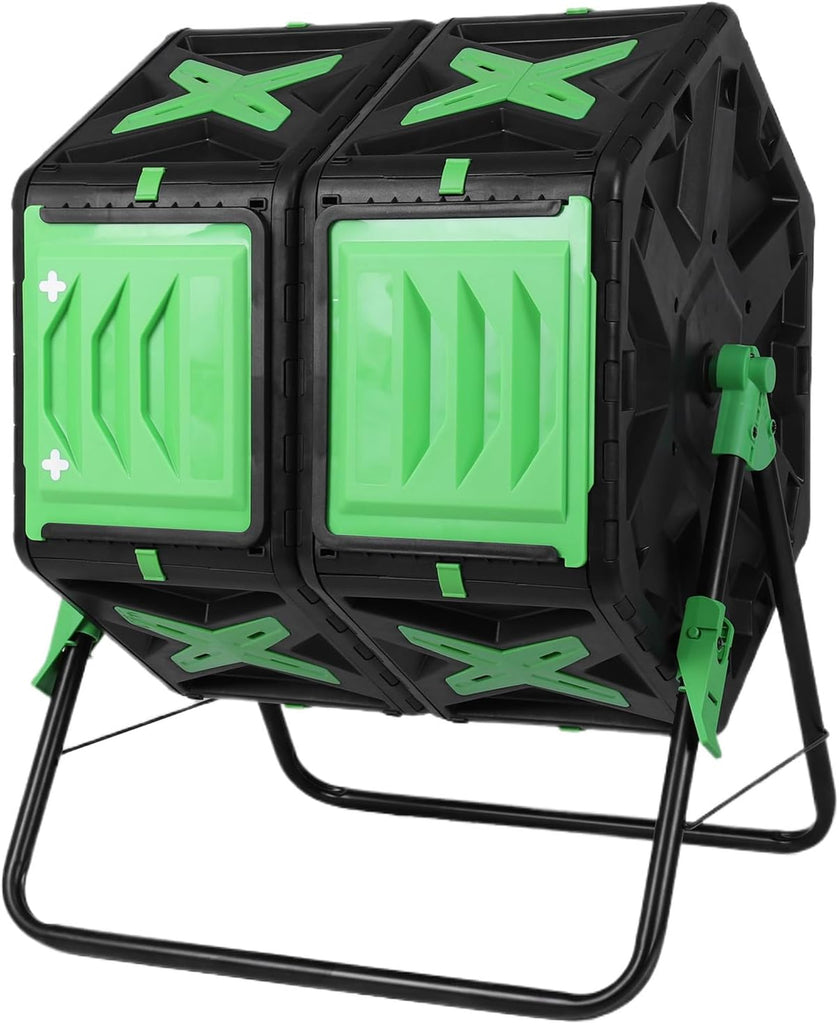 140L Dual Chamber 360 Degree Rotating Large Composter with Sliding Door | Great for outdoor composting. Dual
