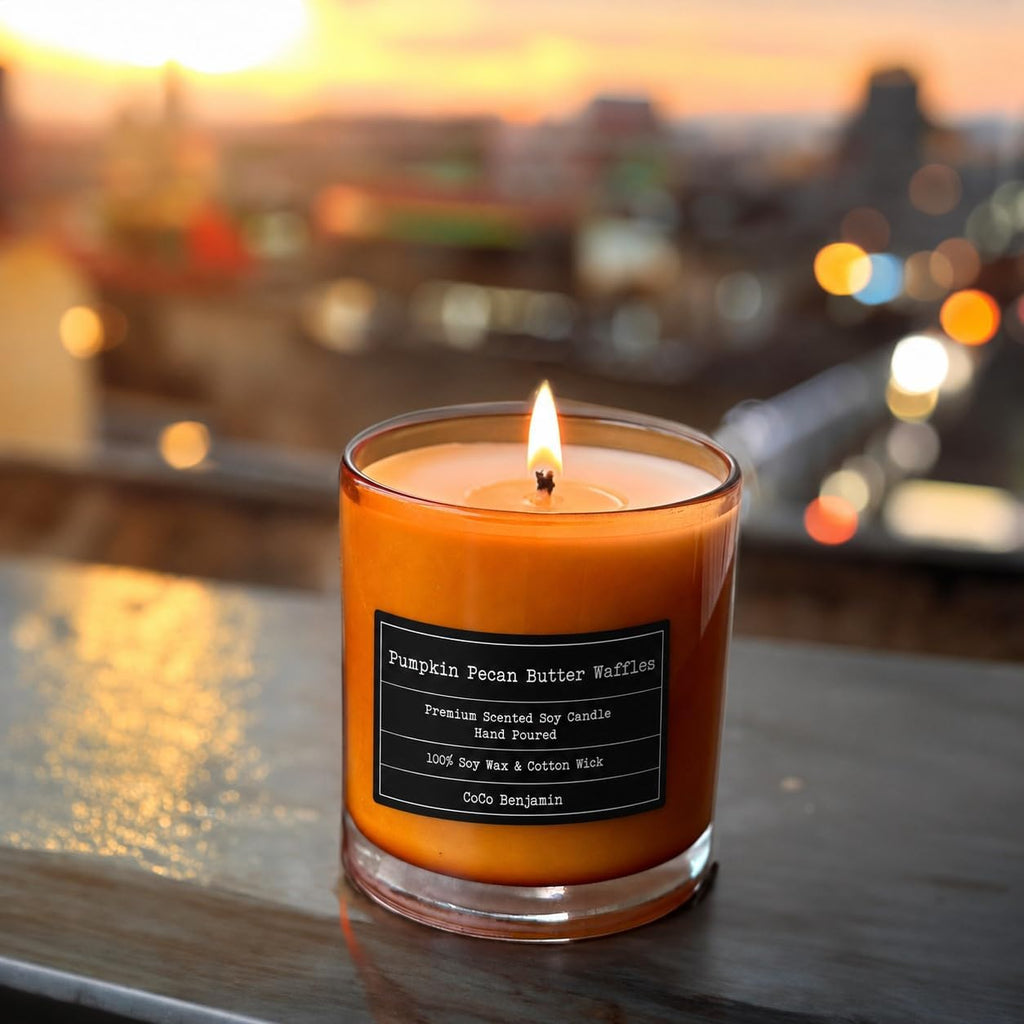 100% Natural Soy Wax Candle by - Highly Scented & Hand-Poured Luxury Candle (Pumpkin Pecan Butter Waffles)- Clean - Set of 81