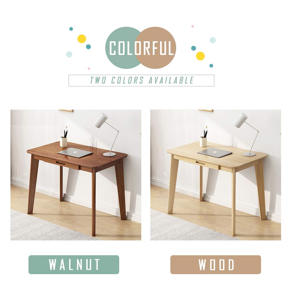 Solid Wood Writing Desk - Home Office Laptop Computer Table, Oak