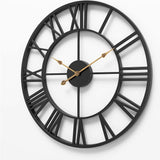 Large Industrial Wall Clock with Roman Numerals, Indoor Silent Non-Ticking Retro Clock