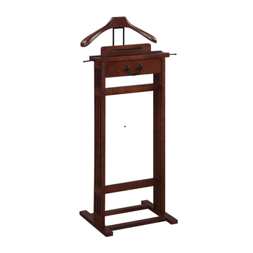 Mission Wardrobe Wood Valet Stand with Drawer, Contour Hanger, Trouser Bar, Tie & Belt Hooks and Shoe Rack