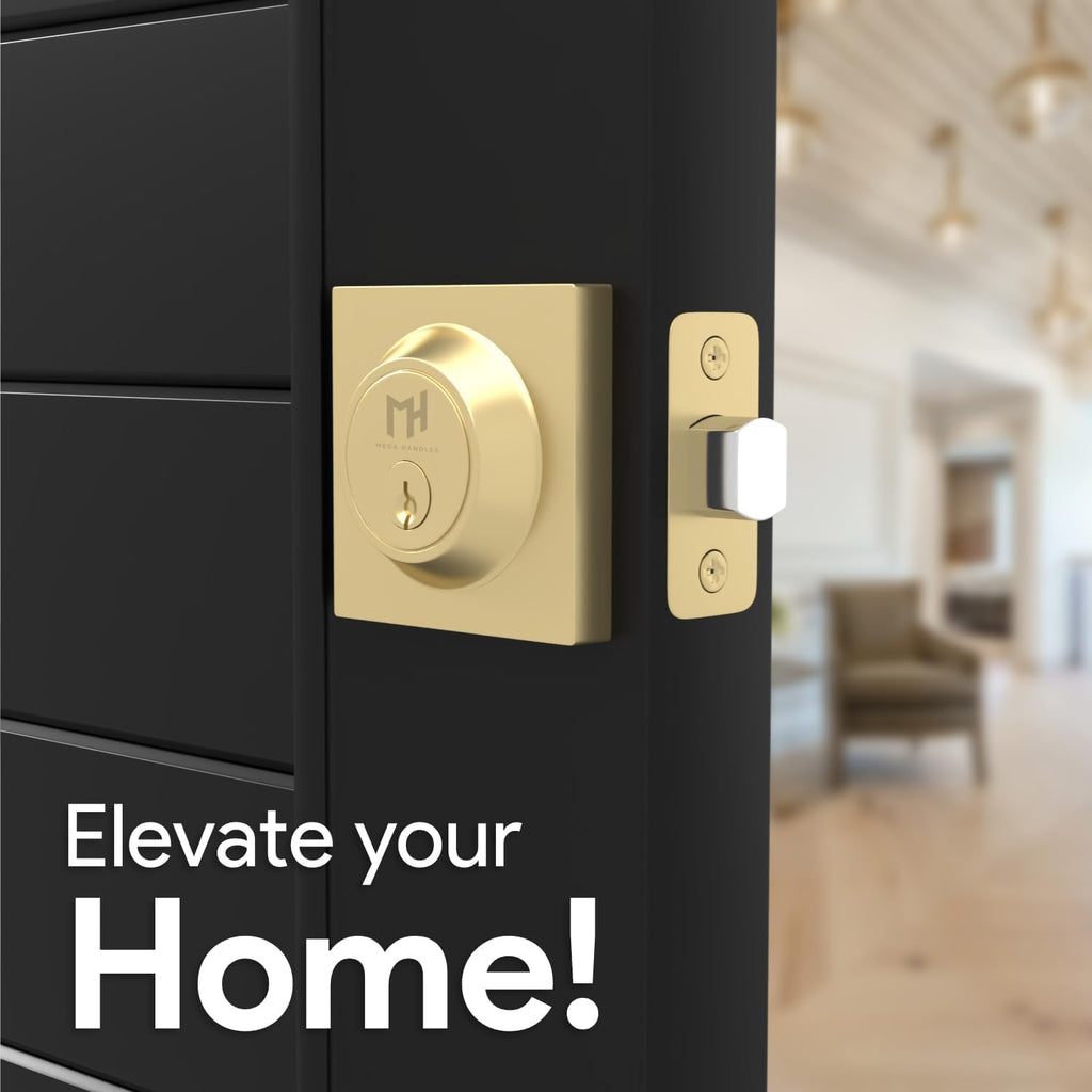 Laura Deadbolt Lock Gold - Single Cylinder Reversible
