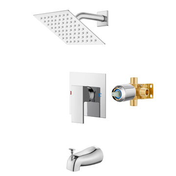 6 Inch Shower Faucet Set,Bathtub Faucet Kit,Chrome Polish