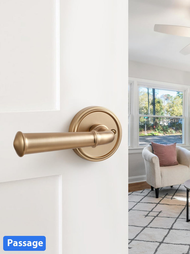 Door Handles Champagne Bronze Passage Door Door Lever, 2 Pack