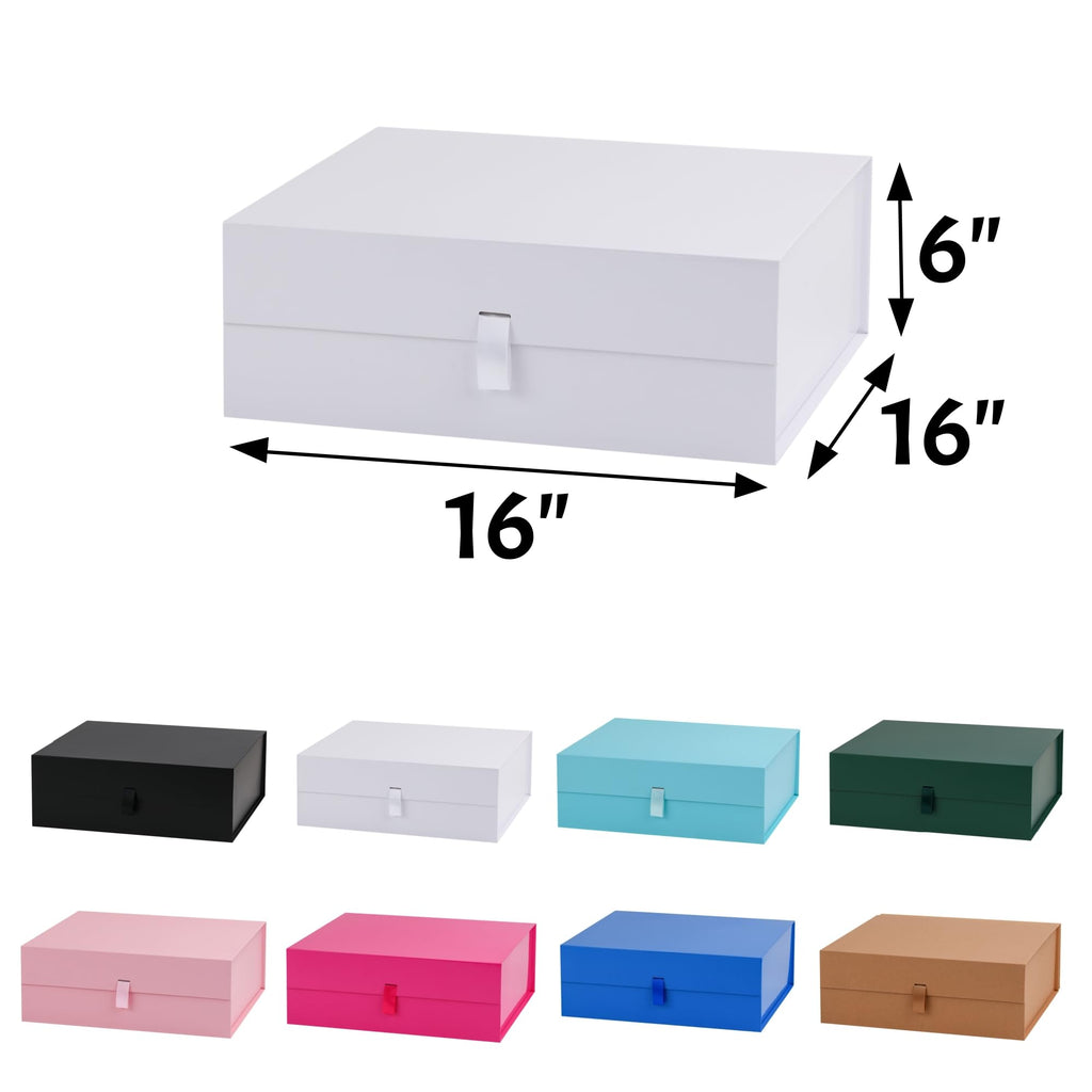 Extra large gift box, 16x16x6 inch white gift boxes with Lids for Presents, magnetic gift box for bridesmaid proposal