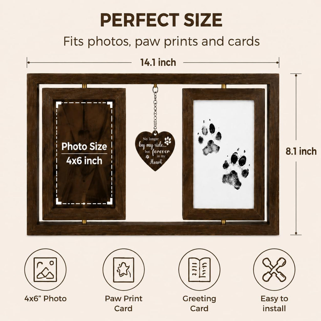 Pet Memorial Frame - 360° Rotating Double Sided 4x6 Photo Frame