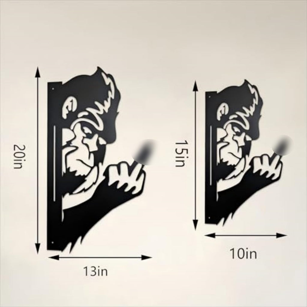 Peaking a Boo Flipping Off Bigfoot Animal Metal Sign Art Ornament, Animals Peeking Around Metal Sign, Animal Peeping