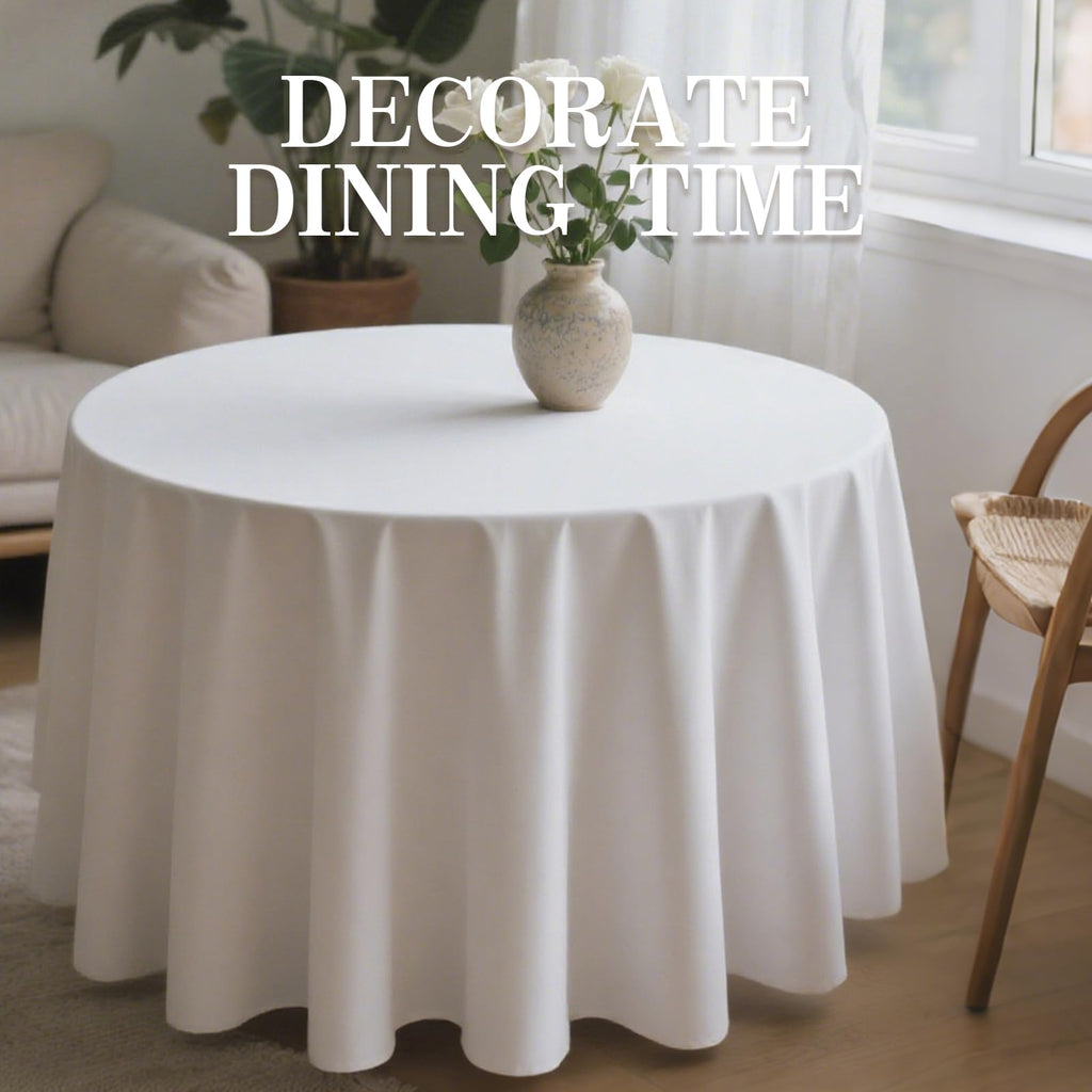 6 Pack White Table Cloth 90 Inch Round Cloth Fit 5FT Table