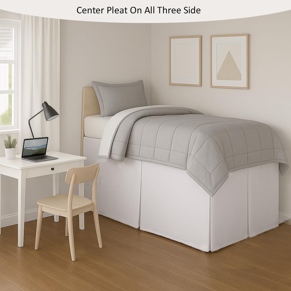 Split Corner Dorm Bed Skirt Twin XL - 32 Inch Drop, 100% Microfiber, Extra Long Bed Skirt for College Dorm, Platform