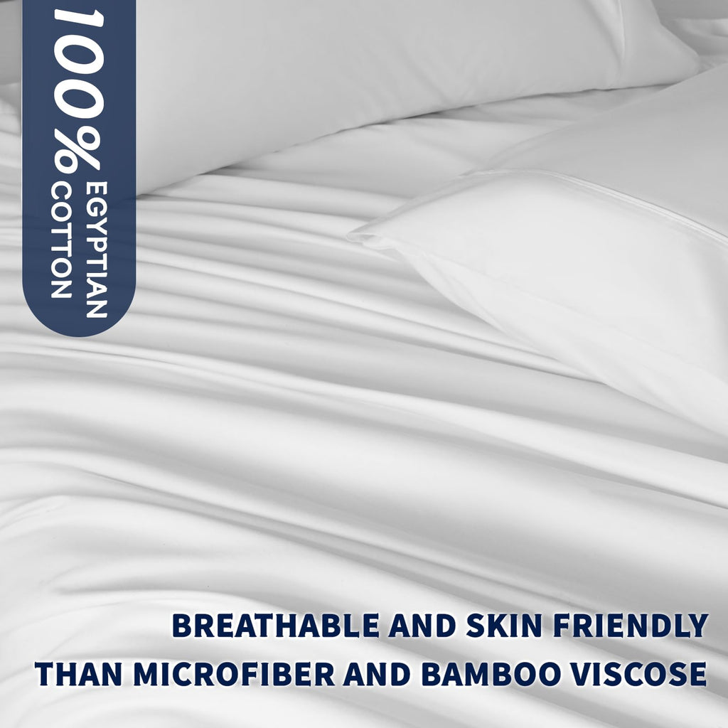 100% Egyptian Cotton Sheets Set (White, California King)
