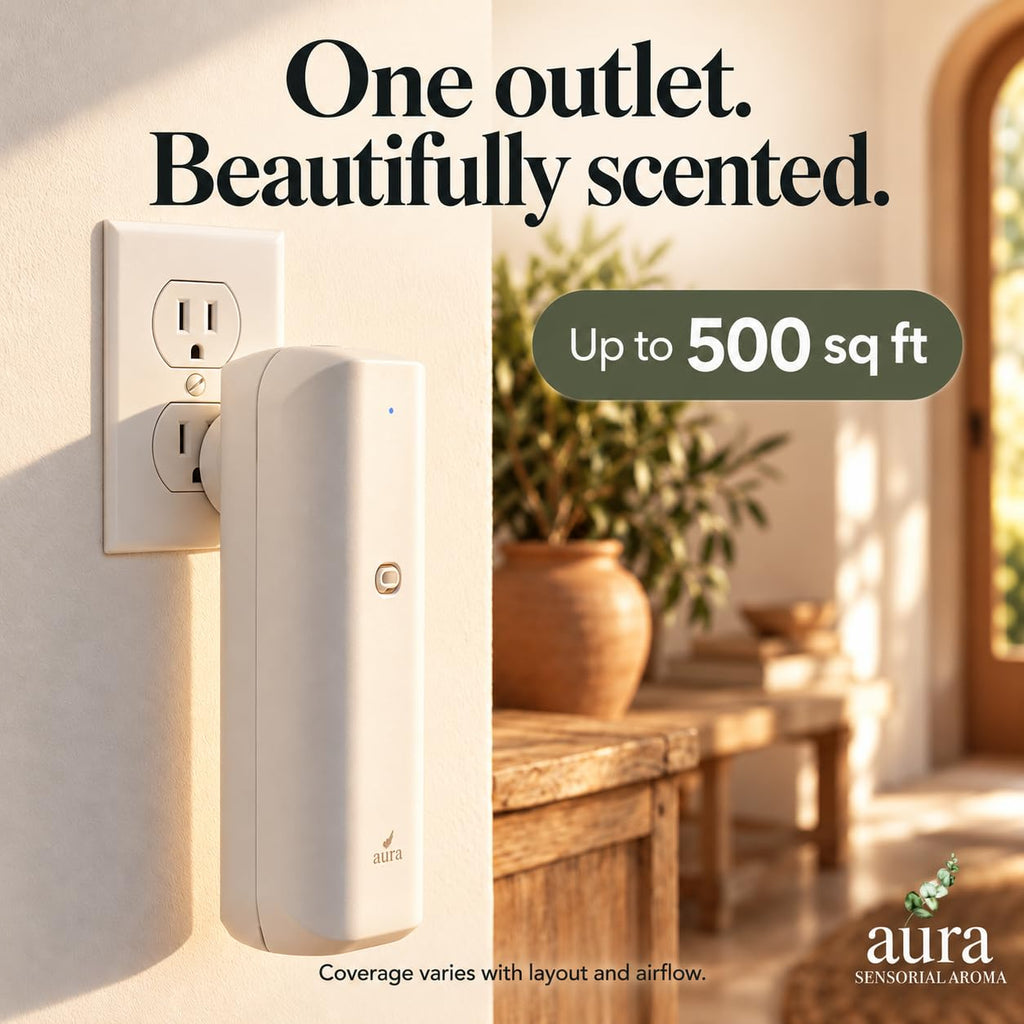 Plug-in Essential Oil Diffuser - Smart Waterless Scent Diffuser, or Retail - Covers 500 Sq Ft, 100ml Refillable