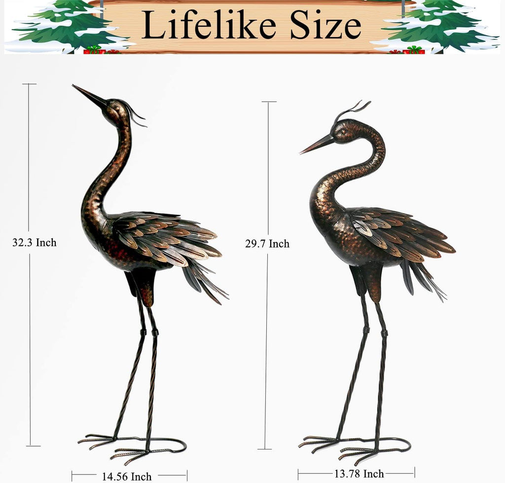 Metal Crane Garden Statue, Garden Sculptures & Statues, Bronze Crane Ornaments Yard Art for Backyard Patio Lawn