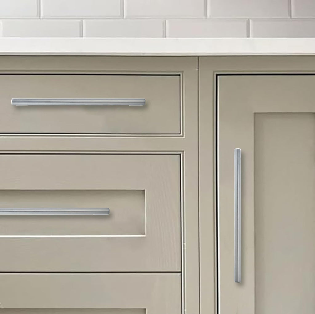 10 Inch Hole Center 6 Pack,Burshed Chrome Heavy Duty Solid Cabinet Pulls,Kitchen Drawer Handle, Hardware , Drawer