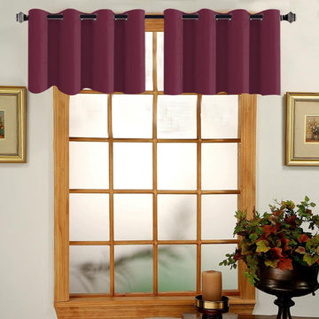 Burgundy Red Valances for Window 2 Pack Clearance Kitchen Blackout Thermal Insulated Valances Short Window Valances
