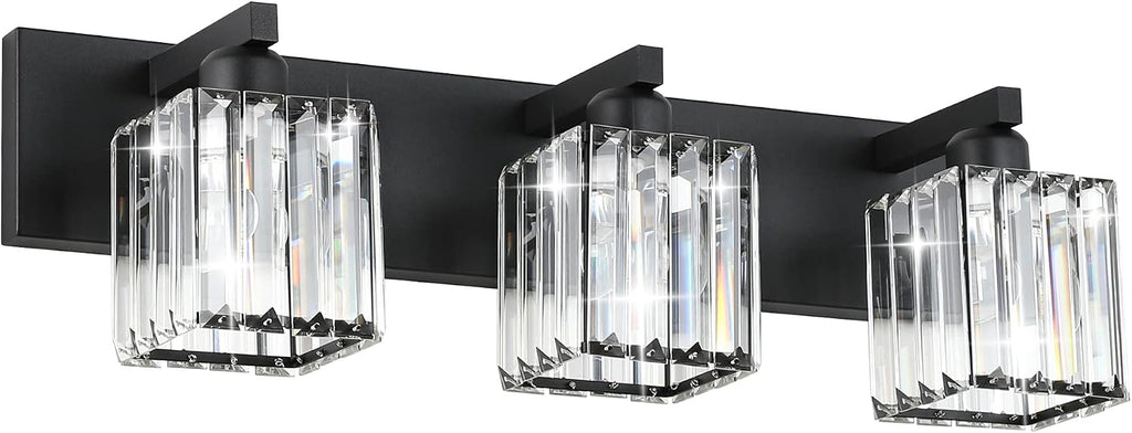 Black Vanity Light Bathroom Lighting Fixtures 3 Light Crystal Modern Bathroom Vanity Light (Exclude Bulb)