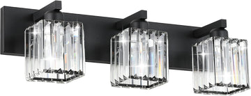 Black Vanity Light Bathroom Lighting Fixtures 3 Light Crystal Modern Bathroom Vanity Light (Exclude Bulb)