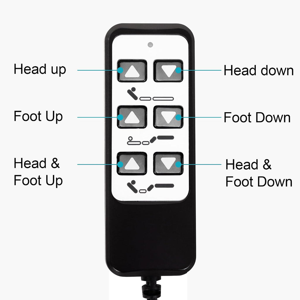 6 Button 5 Pin Adjustable Bed Remote Control Replacement,Wired Handset Switch with 59" Power Cord, Head and Foot