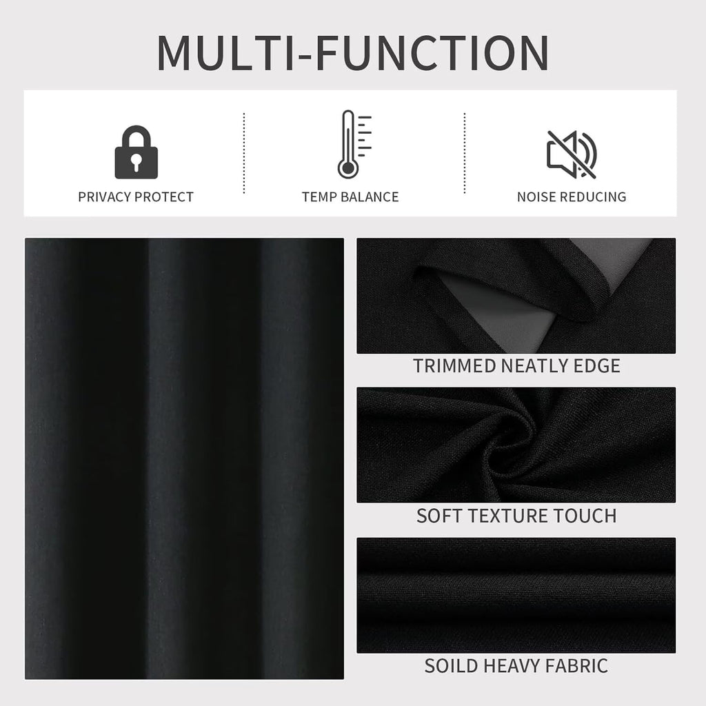 Blackout Curtains 84 Inch Length, 1 Panel, Thermal Insulated Linen Black Out Curtains with Grommets (100x84)