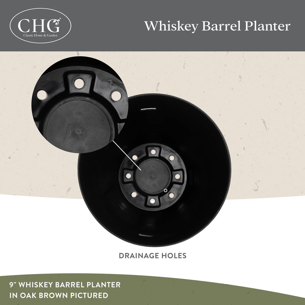 Whiskey Barrel Planters, Home Flower Garden Pots, 15" Oak Brown