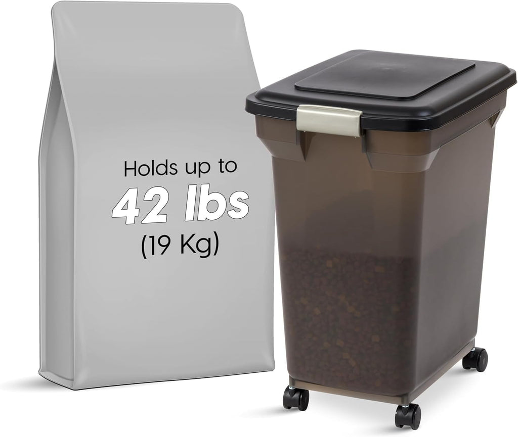 USA Dog Food Storage Container, Up to 42 lbs, Smoke, Made in USA