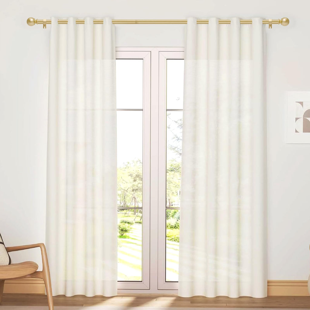 Gold Curtain Rod for Windows 28 to 48 Inch, 2 Pack 5/8 Inch Diameter Adjustable Rod With Brackets, Heavy Duty Easy to