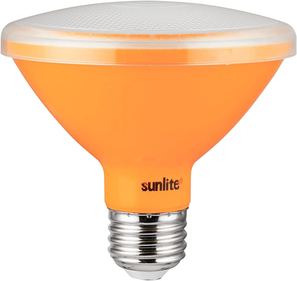 Amber LED PAR30 Reflector Light Bulb, 8 Watt, 120-220 Volts, Medium Base, 30,000 Hour Life, 30° Narrow Flood Beam