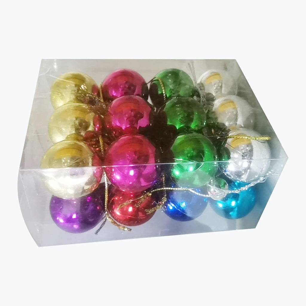 1.2 Inches Colored Christmas Balls 24 Pack Living Room Garden Ornaments Mini Glitter Ball Door Wall Xmas - Set of 24