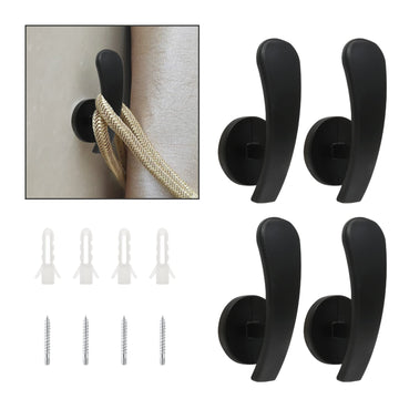 Curtain Tieback Hooks, Black, 4 Pack