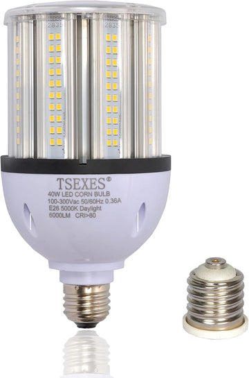 40W LED Corn Bulb,6000LM E26 Base, 5000K Daylight,175-250W HID/HPS Equiv