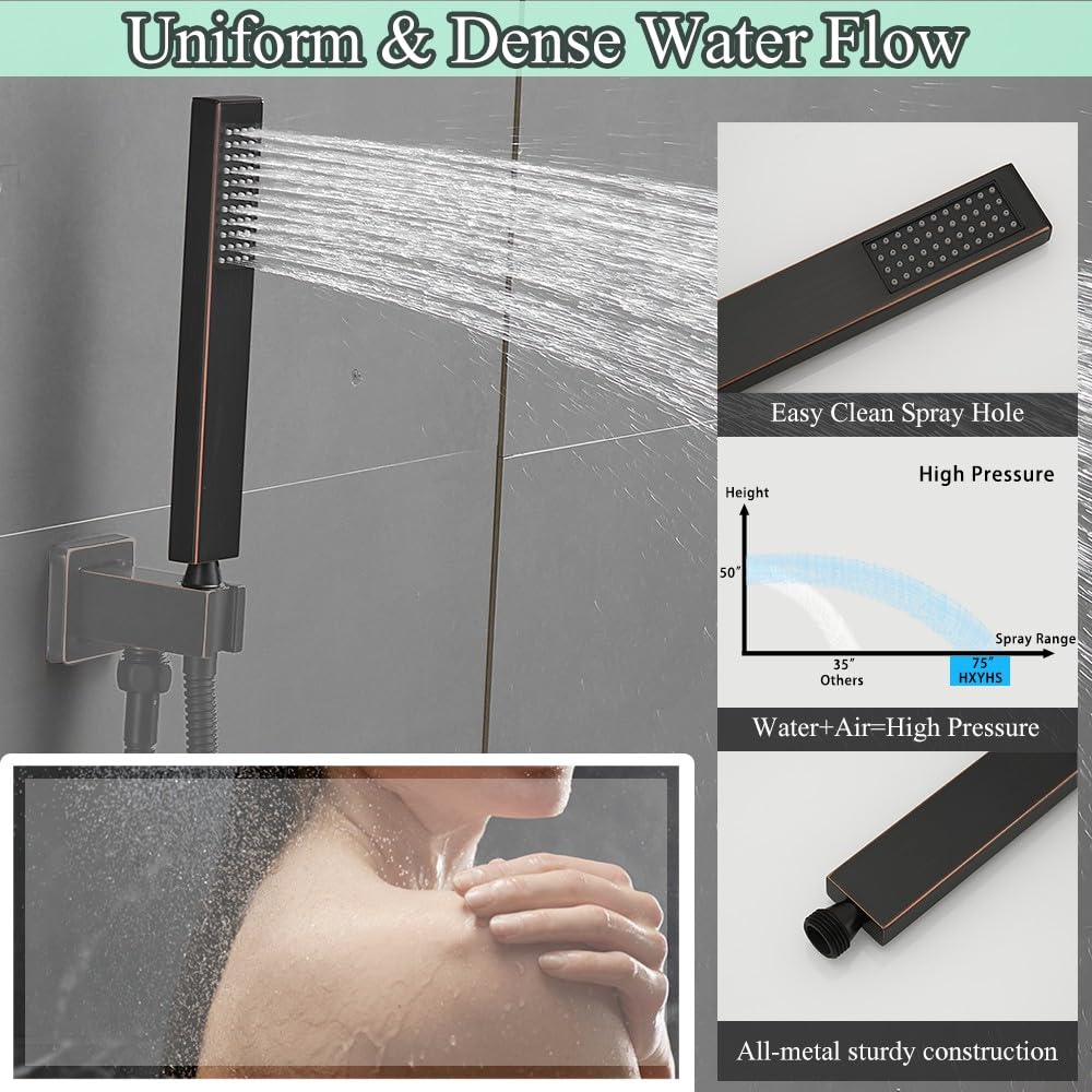 Handheld Shower Sprayer Head Wand High Pressure Rubbed Bronze